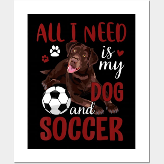 Chocolate Labrador Retriever Dog Lover Soccer Wall Art by marchizano